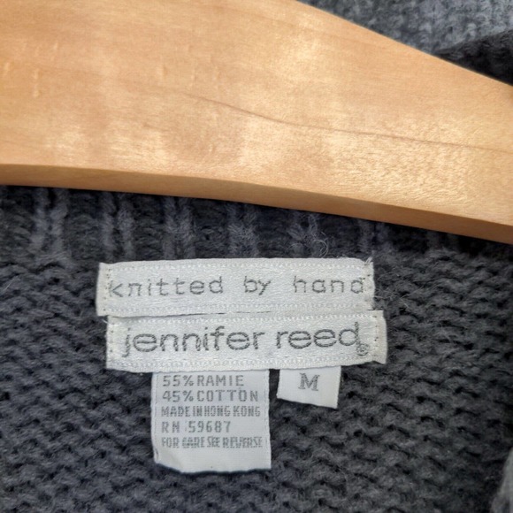 Jennifer Reed Women's Pullover Knit Sweater Gray M 3D Knit Accents Floral - Picture 11 of 11